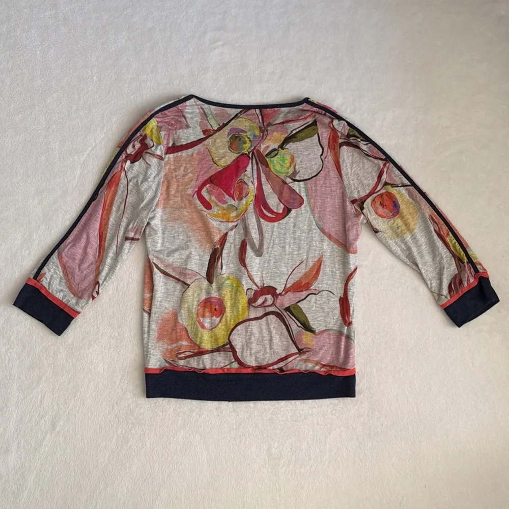 {Anthro} Cap Juluca by Aldo Martins | A New Story Zip Up 3/4 Sleeve Abstract Top - Picture 12 of 15